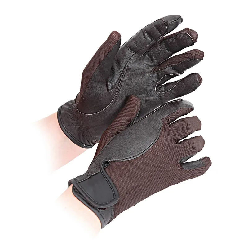 Shires Bicton Lightweight Competition Riding Gloves in Brown Adults 